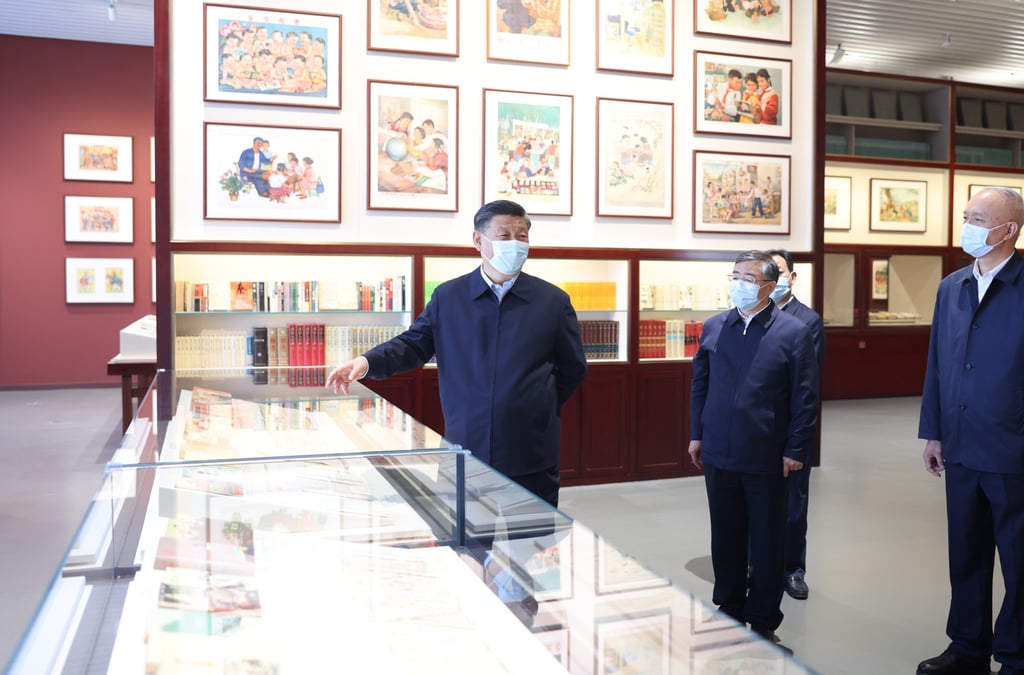 Chinese President Xi Jinping visits the China National Archives of Publications and Culture in Beijing last month. Photo: Xinhua