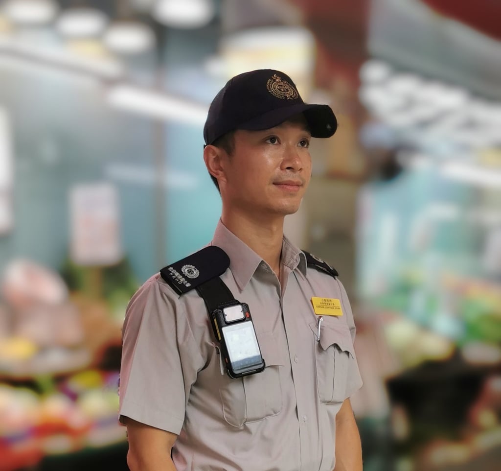 An officer from the hawker control team wears one of the newly issued body cameras. Photo: Handout