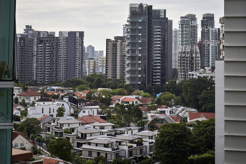 Private homes in the Tanglin area of Singapore. While prices fell last quarter, property transaction volume increased by about 16 per cent from the previous three months. Photo: Bloomberg Private homes in the Tanglin area of Singapore. While prices fell last quarter, property transaction volume increased by about 16 per cent from the previous three months. Photo: Bloomberg