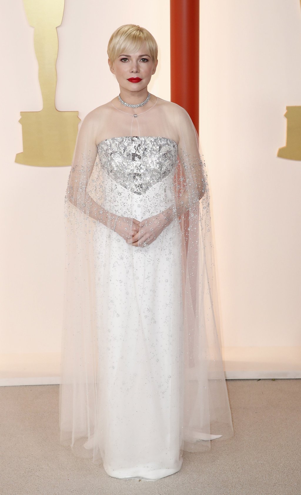 Michelle Williams’ pixie haircut added even more sophistication to her Chanel gown at this year’s Oscars. Photo: EPA-EFE