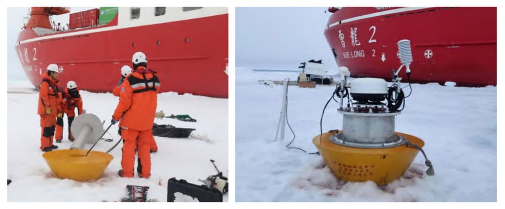 The Chinese government has conducted several surveys and placed many monitoring devices, including buoys, in the Arctic region but this 2021 trial was the first time it installed a listening device there, the institute said. Photos: Polar Research Institute of China