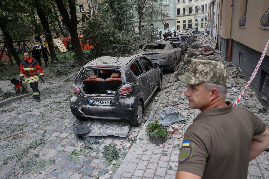The aftermath of the Russian missile attack in Lviv, Ukraine. Photo: Reuters The aftermath of the Russian missile attack in Lviv, Ukraine. Photo: Reuters