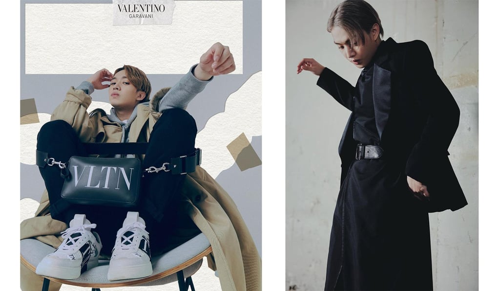 Jer Lau wearing Valentino (left) and YSL (right). Photo: @jeremylaous/Instagram Jer Lau wearing Valentino (left) and YSL (right). Photo: @jeremylaous/Instagram