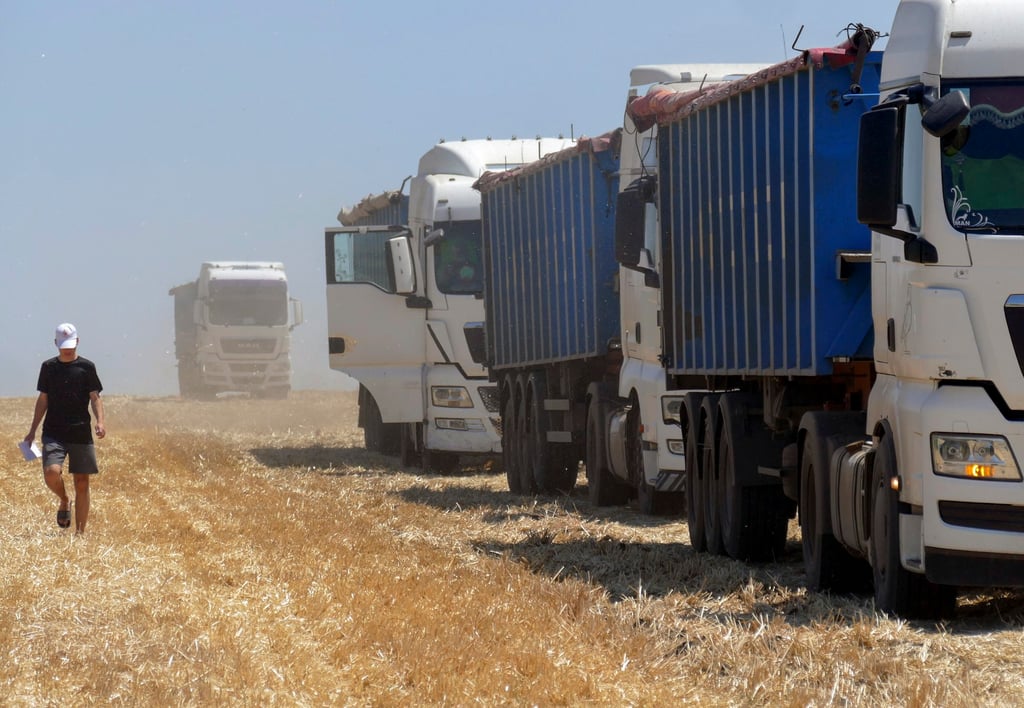Transporting harvested grain in Ukraine. Nearly half the country’s corn exports go to China. It’s also an important supplier of wheat, sunflower oil and soybeans to India, Bangladesh, Thailand other Asian nations. Photo: EPA-EFE Transporting harvested grain in Ukraine. Nearly half the country’s corn exports go to China. It’s also an important supplier of wheat, sunflower oil and soybeans to India, Bangladesh, Thailand other Asian nations. Photo: EPA-EFE