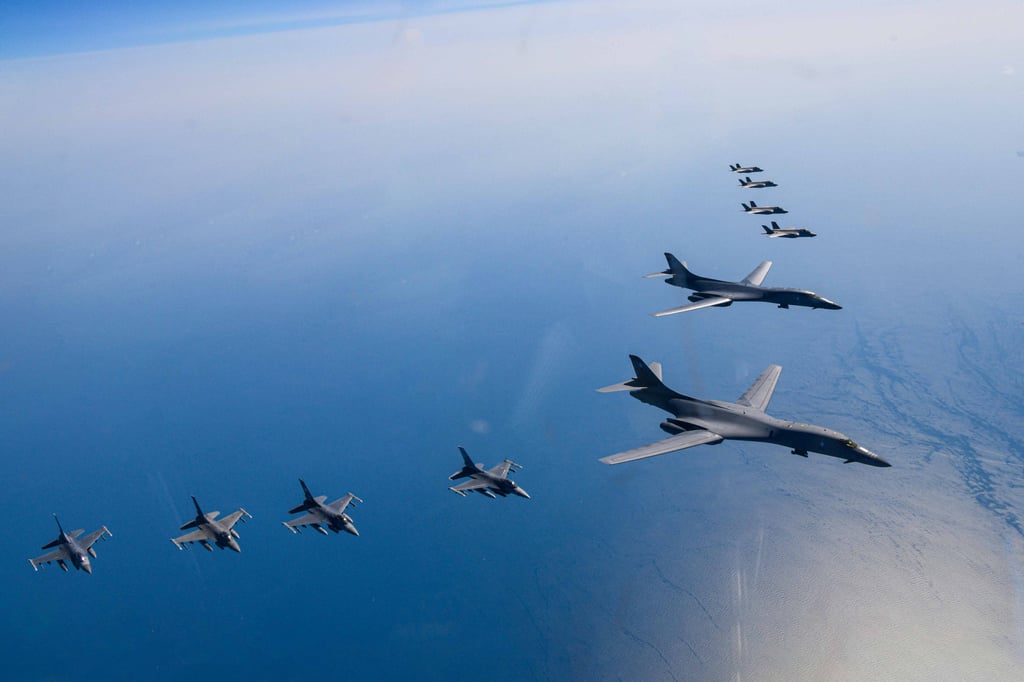 US Air Force B-1B bombers, F-16 fighter jets and South Korean Air Force F-35A jets take part in a joint air drill above the Korean peninsula in March. Photo: South Korean Defence Ministry/Handout via Reuters US Air Force B-1B bombers, F-16 fighter jets and South Korean Air Force F-35A jets take part in a joint air drill above the Korean peninsula in March. Photo: South Korean Defence Ministry/Handout via Reuters