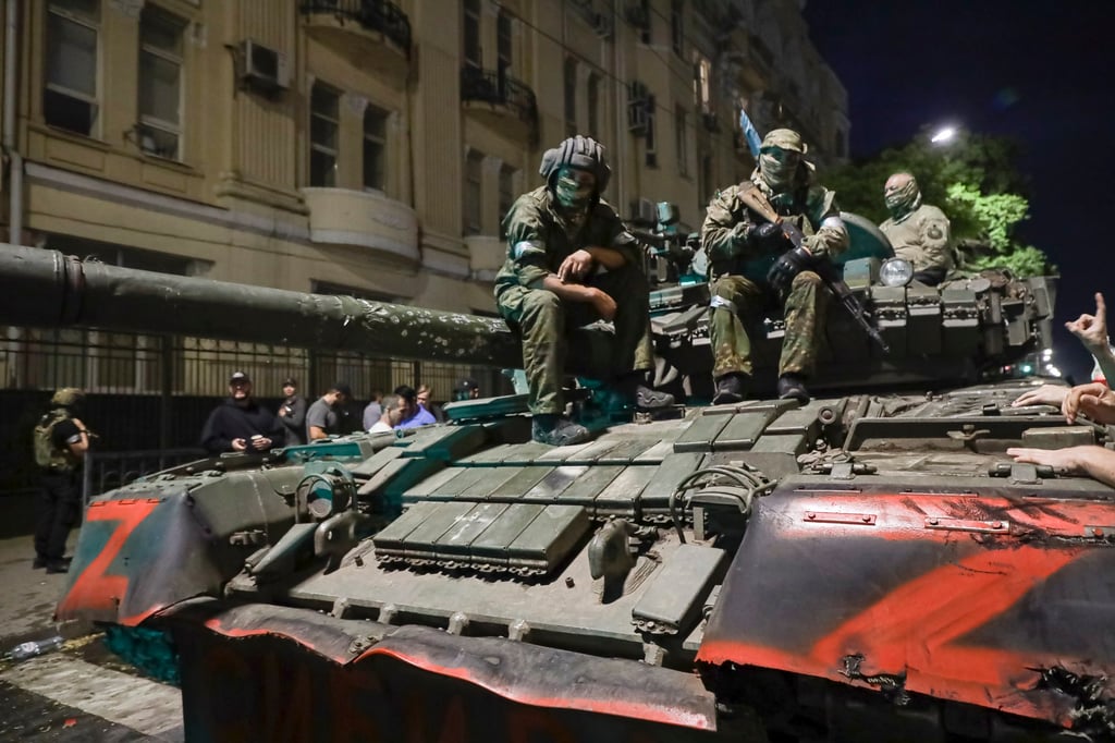 Wagner fighters on a tank in Rostov-on-Don, Russia, on June 24. Photo: AP