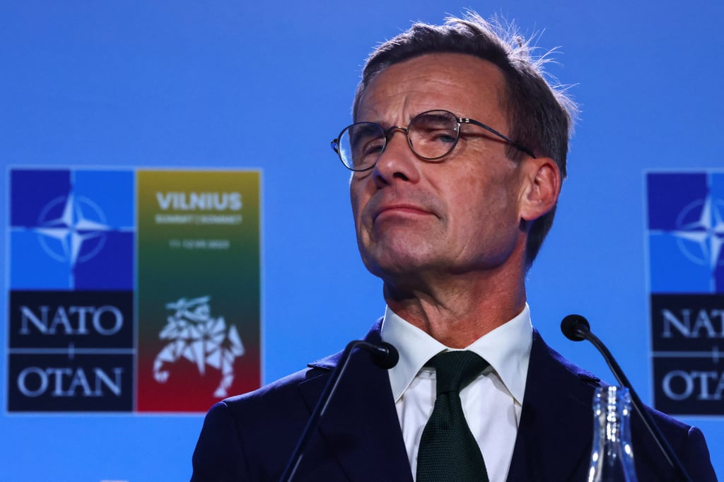 Sweden’s Prime Minister Ulf Kristersson at the Nato summit in Vilnius, Lithuania on Monday. Photo: Reuters.