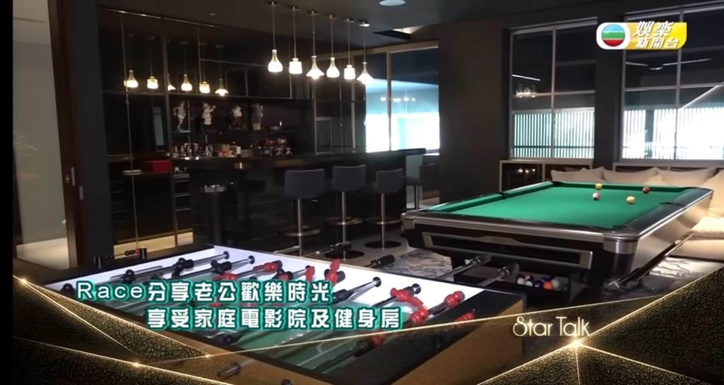The basement of the couple’s home is what Race Wong’s husband David Loh calls his “man cave”, equipped with foosball, air hockey and pool tables. Photo: @TVB Entertainment News Station/YouTube The basement of the couple’s home is what Race Wong’s husband David Loh calls his “man cave”, equipped with foosball, air hockey and pool tables. Photo: @TVB Entertainment News Station/YouTube