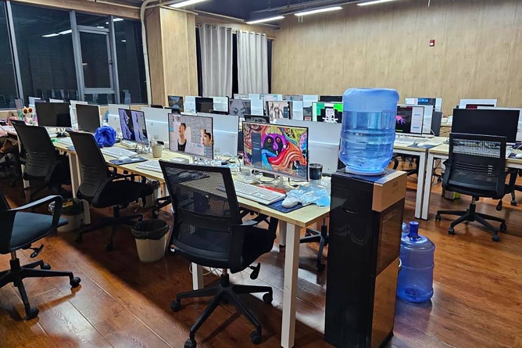 Computer terminals at an office following a police raid on the premises in Las Pinas, Metro Manila. Photo: AFP/Philippine National Police Computer terminals at an office following a police raid on the premises in Las Pinas, Metro Manila. Photo: AFP/Philippine National Police