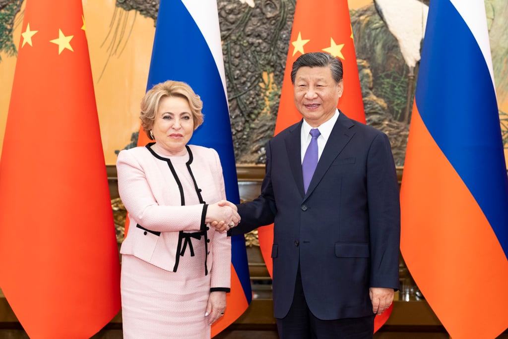 Chinese President Xi Jinping (right) meets Valentina Matviyenko, chairwoman of the Russian Federation Council, in Beijing on Monday. Photo: Xinhua