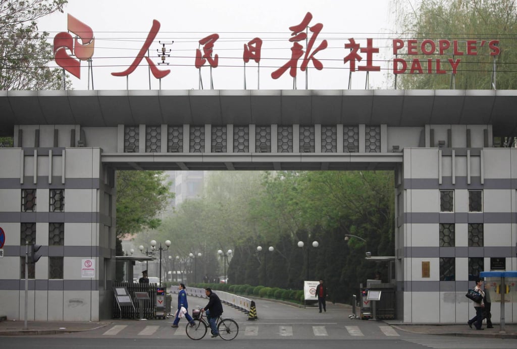 The main entrance of the People’s Daily office in Beijing. Photo: Reuters The main entrance of the People’s Daily office in Beijing. Photo: Reuters