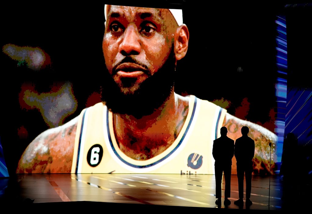 LeBron James’ sons Bronny and Bryce James watch footage of their father onstage at the ESPYs. Photo: AP LeBron James’ sons Bronny and Bryce James watch footage of their father onstage at the ESPYs. Photo: AP