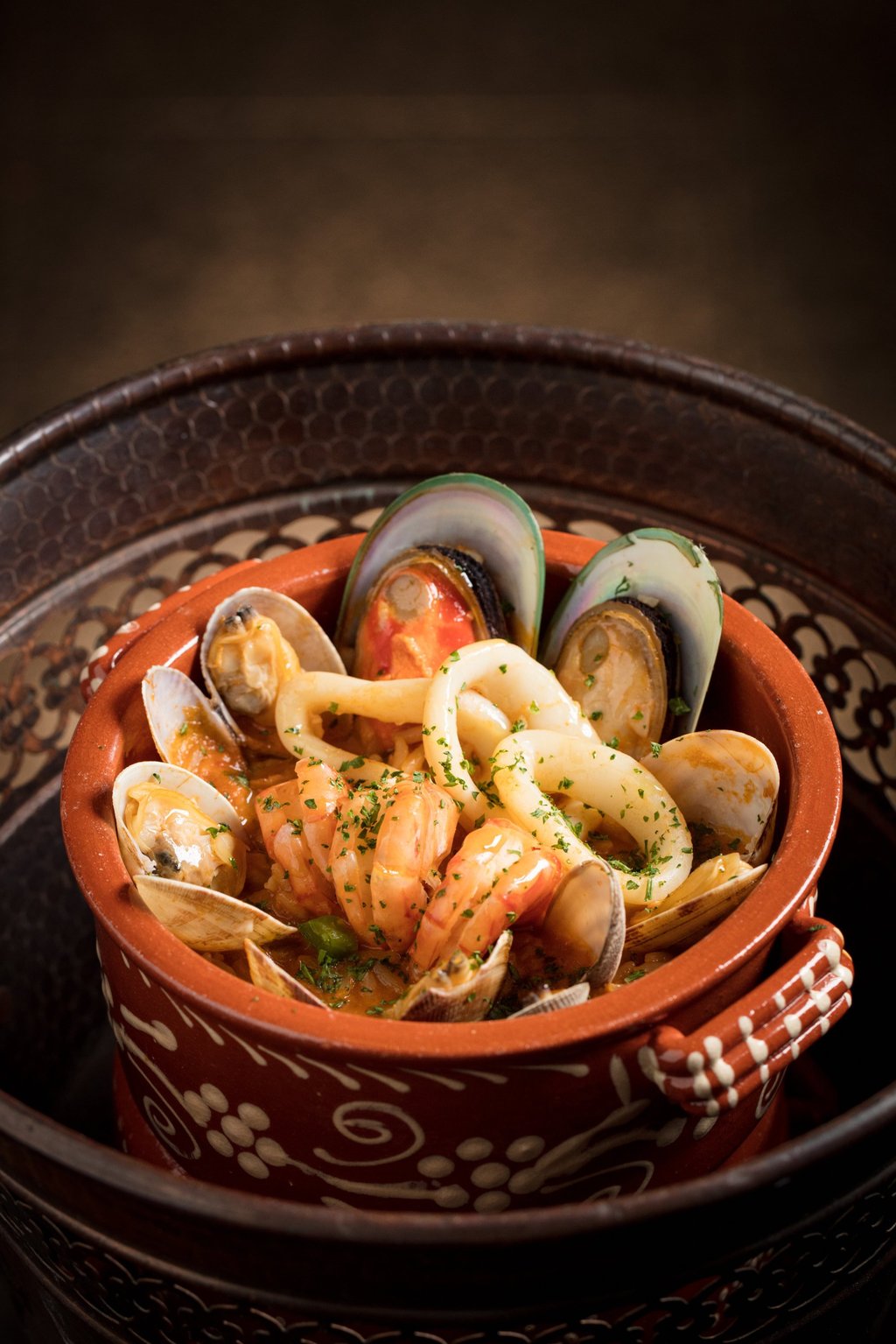 Arroz de Marisco seafood rice stew at ALBERGUE 1601. Photo: Handout