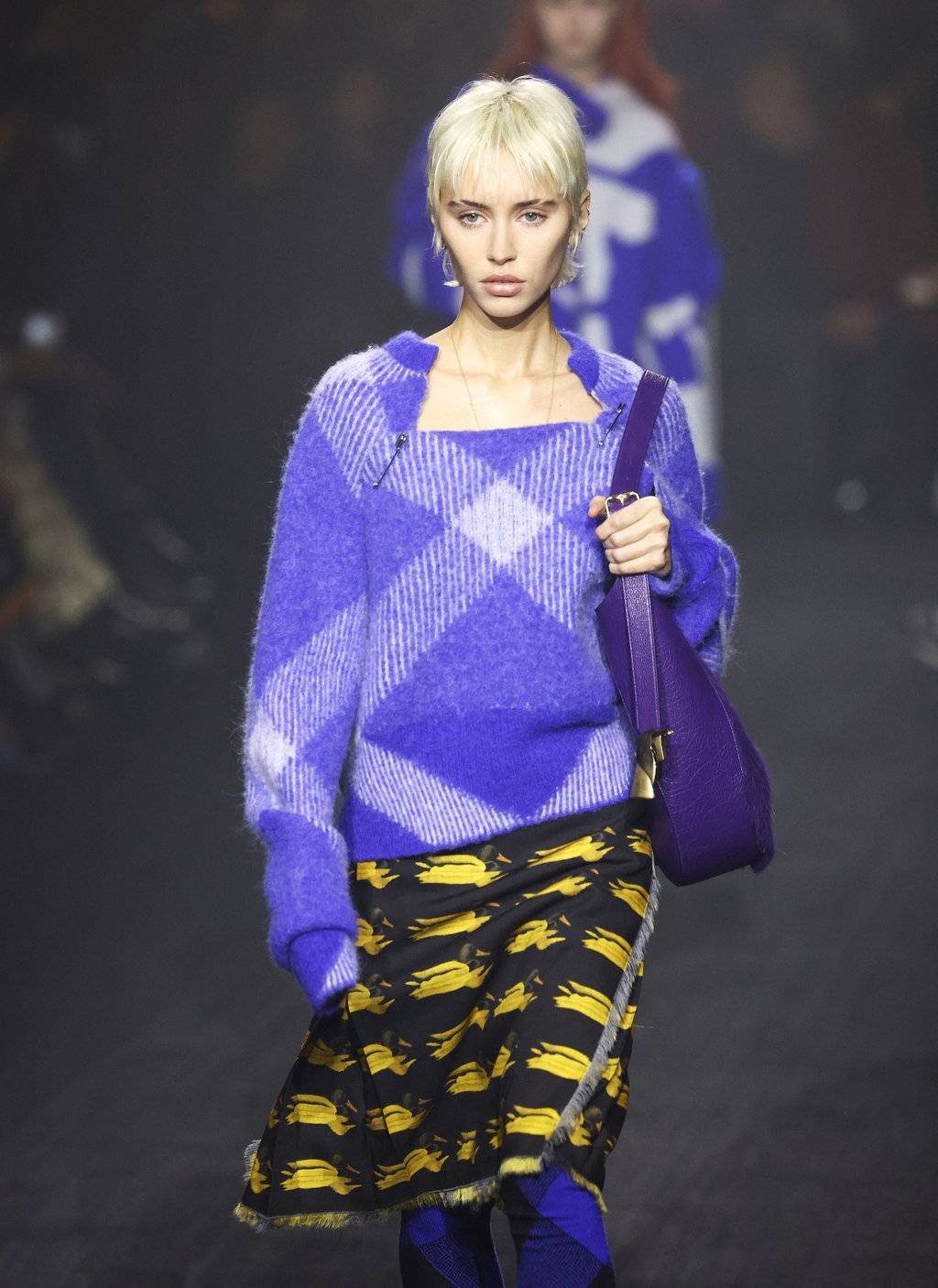 Model Iris Law presents a creation at the Burberry catwalk show during London Fashion Week in London, Britain, on February 20. Photo: Reuters