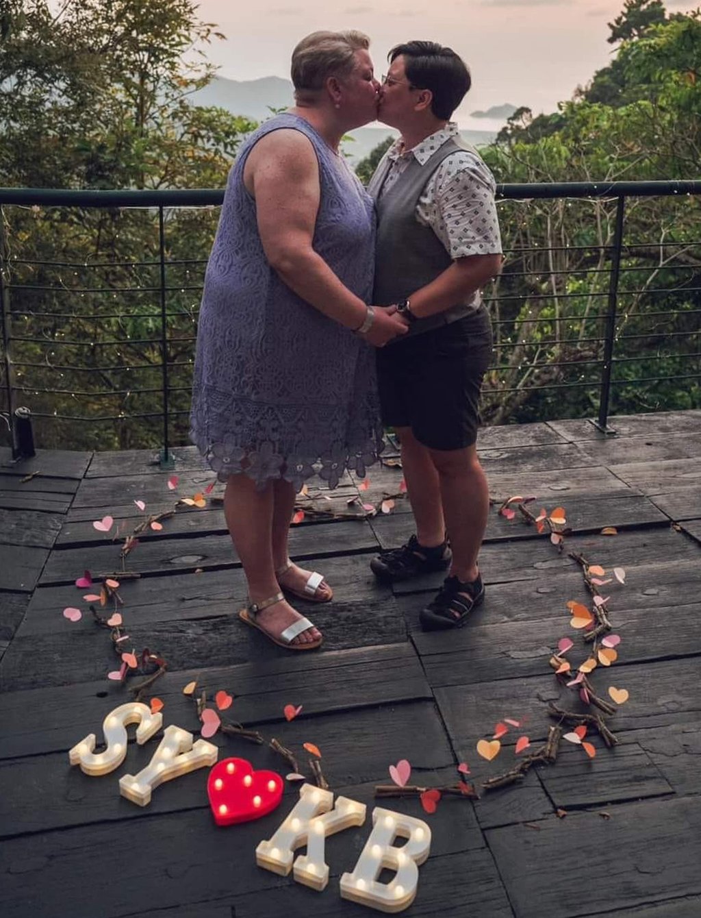 Former Malaysian lawmaker Yap Soo Huey (right) celebrates her engagement to her Atlanta-based partner. Photo: Facebook/Dr Faiz Na’aman