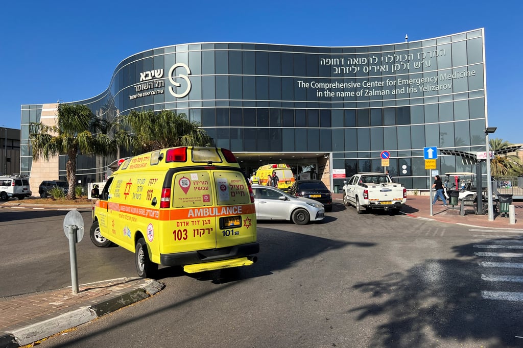 An ambulance at the entrance to the emergency room of Sheba Medical Centre as Israeli Prime Minister Benjamin Netanyahu is hospitalised. Photo: Reuters An ambulance at the entrance to the emergency room of Sheba Medical Centre as Israeli Prime Minister Benjamin Netanyahu is hospitalised. Photo: Reuters