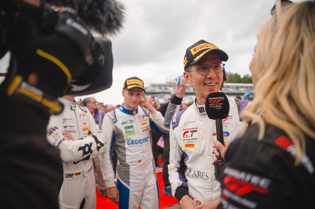 Antares Au gives a post-race interview at Circuit de Spa-Francorchamps. Photo: Handout Antares Au gives a post-race interview at Circuit de Spa-Francorchamps. Photo: Handout