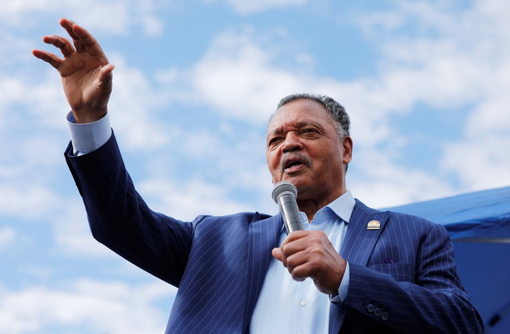 Jesse Jackson speaks a memorial for George Floyd, who died in Minneapolis police custody, in Minneapolis, Minnesota, US in 2020. Photo: Reuters
