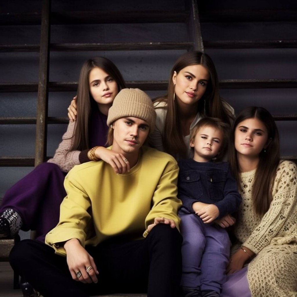 “Jelena” with children, a hypothetical image of Justin Bieber and Selena Gomez’s family had they stayed together. Photo: @mrpomeroyj_ai/Instagram “Jelena” with children, a hypothetical image of Justin Bieber and Selena Gomez’s family had they stayed together. Photo: @mrpomeroyj_ai/Instagram
