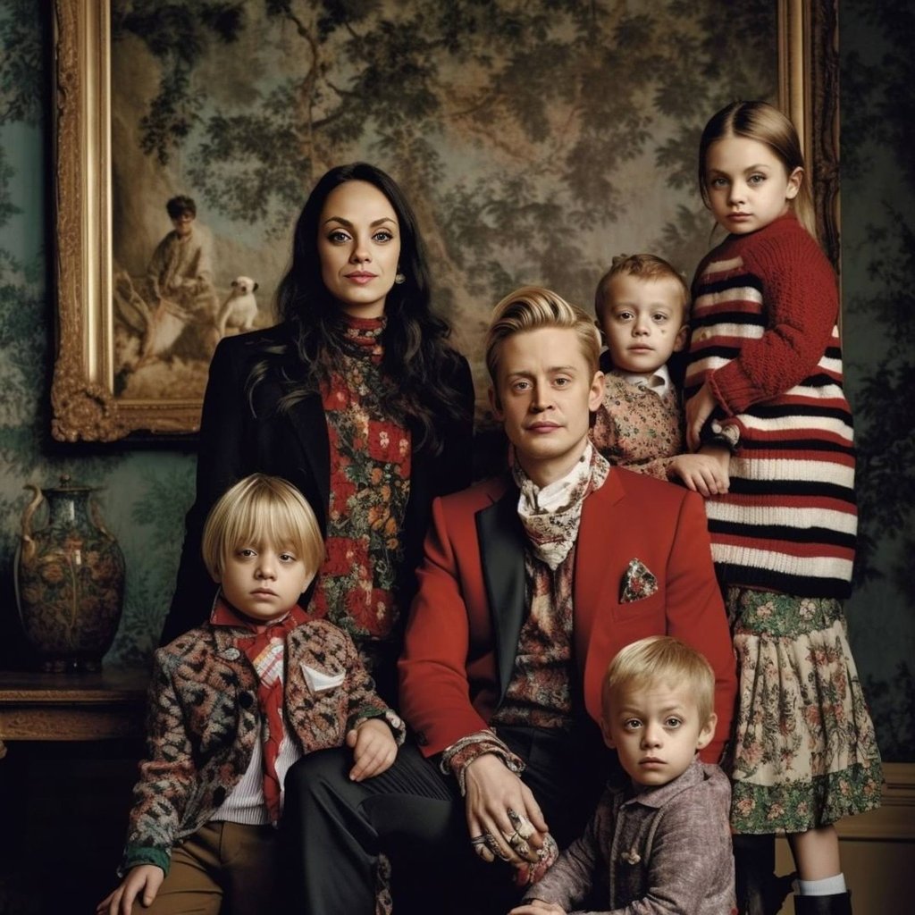Macaulay Culkin and Mila Kunis’ imaginary family. Photo: @mrpomeroyj_ai/Instagram Macaulay Culkin and Mila Kunis’ imaginary family. Photo: @mrpomeroyj_ai/Instagram