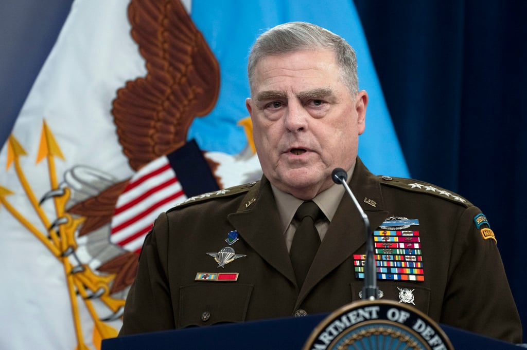 Chairman of the US Joint Chiefs of Staff General Mark Milley speaks during a news conference at the Pentagon in Washington on Tuesday. Photo: AP