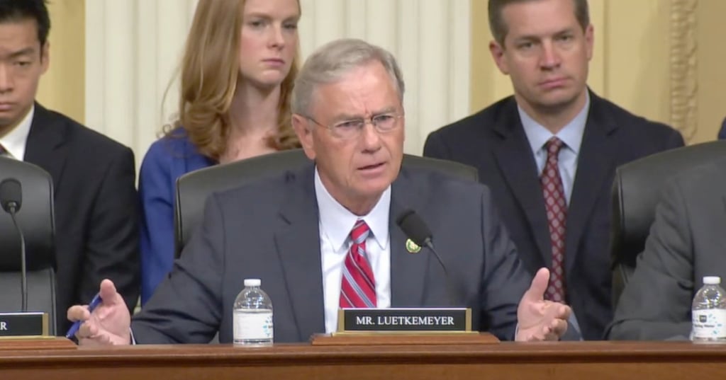 US Representative Blaine Luetkemeyer, a Missouri Republican, during the hearing of the House select committee on China on Thursday. Photo: C-Span