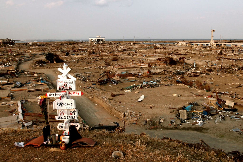 Part of Natori, a city in Miyagi prefecture, that was levelled by the earthquake and tsunami that hit northeastern Japan on March 11, 2011. Photo: Getty Images