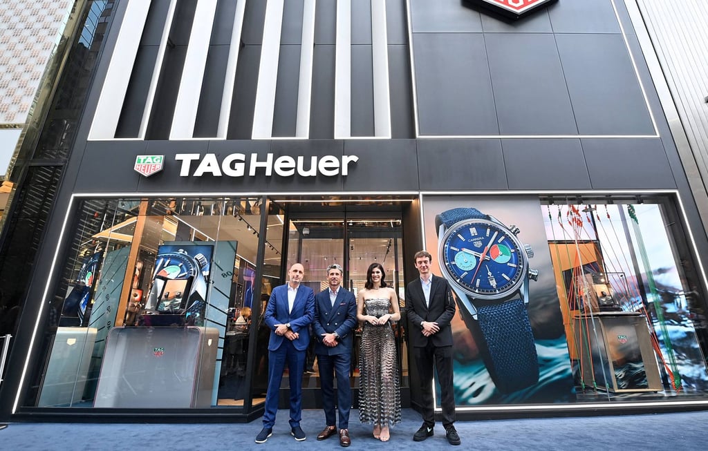 Stephane Bianchi, Patrick Dempsey, Alexandra Daddario, and CEO of Tag Heuer Frédéric Arnault attend as Tag Heuer celebrates the grand opening of its new boutique on Fifth Avenue on July 12, in New York City. Photo: Getty Images via AFP Stephane Bianchi, Patrick Dempsey, Alexandra Daddario, and CEO of Tag Heuer Frédéric Arnault attend as Tag Heuer celebrates the grand opening of its new boutique on Fifth Avenue on July 12, in New York City. Photo: Getty Images via AFP