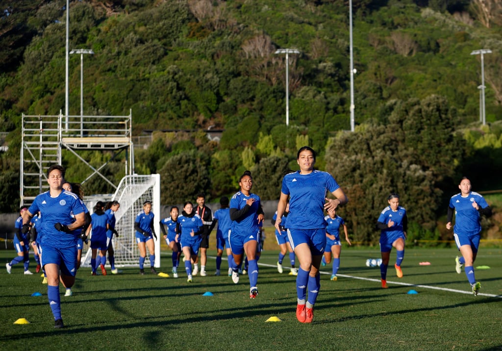 The Philippines squad are put through their paces during a training session at Martin Luckie Park, Wellington. Photo: Reuters