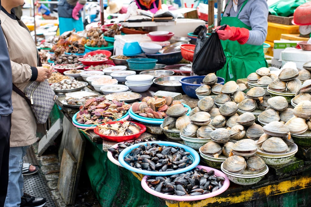 A seafood stall at Jagalchi fish market in Busan, South Korea. Photo: Shutterstock A seafood stall at Jagalchi fish market in Busan, South Korea. Photo: Shutterstock