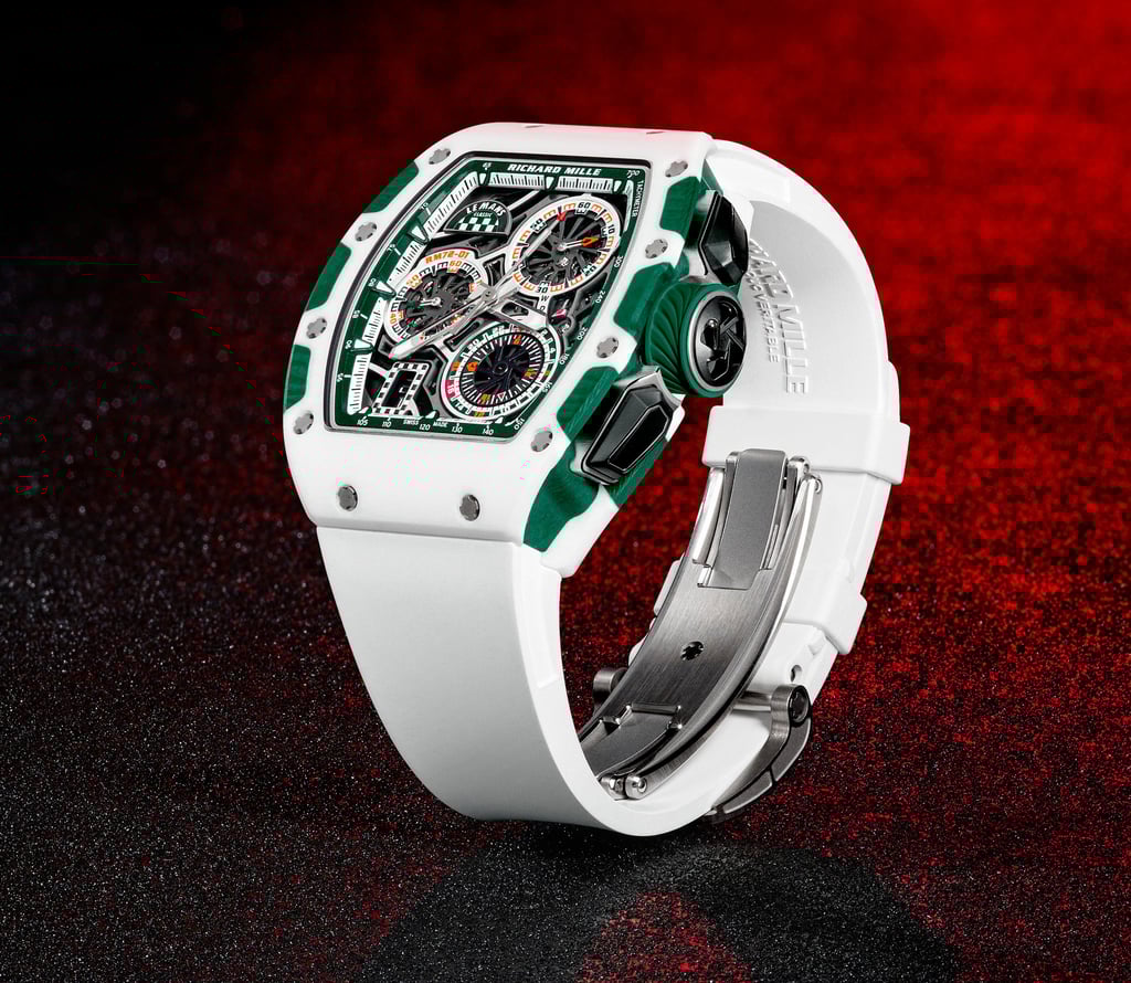 Richard Mille’s first ever flyback chronograph is the ultimate racing accessory. Photo: Richard Mille Richard Mille’s first ever flyback chronograph is the ultimate racing accessory. Photo: Richard Mille