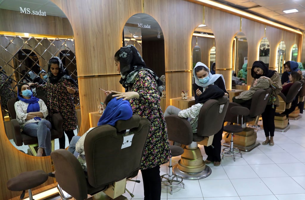 Beauticians at work at Ms Sadat’s Beauty Salon in Kabul in 2021. Thousands of beauty salons across Afghanistan closed on Tuesday by order of Taliban authorities. Photo: AP