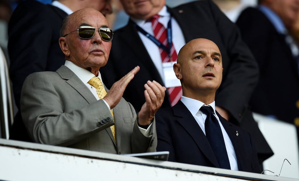 Tottenham Hotspur owner Joe Lewis (L) and chairman Daniel Levy in the stands. File photo: Reuters