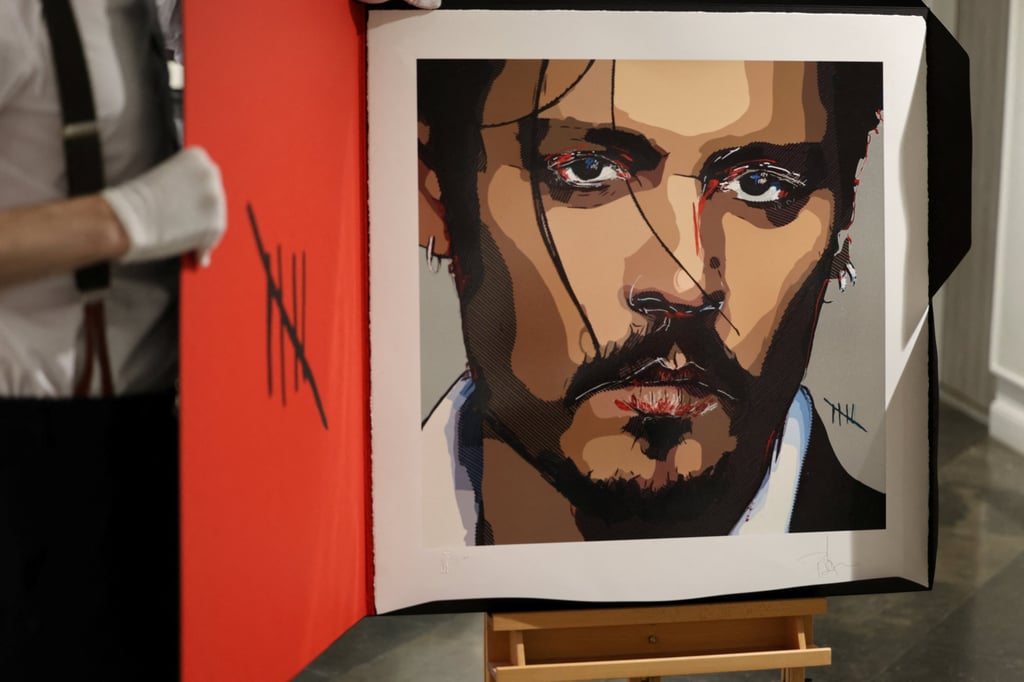 Johnny Depp just debuted his first self-portrait, for sale as a limited  edition: the Jeanne du Barry actor began the intimate artwork, titled Five,  during a 'dark' time amid his trial with