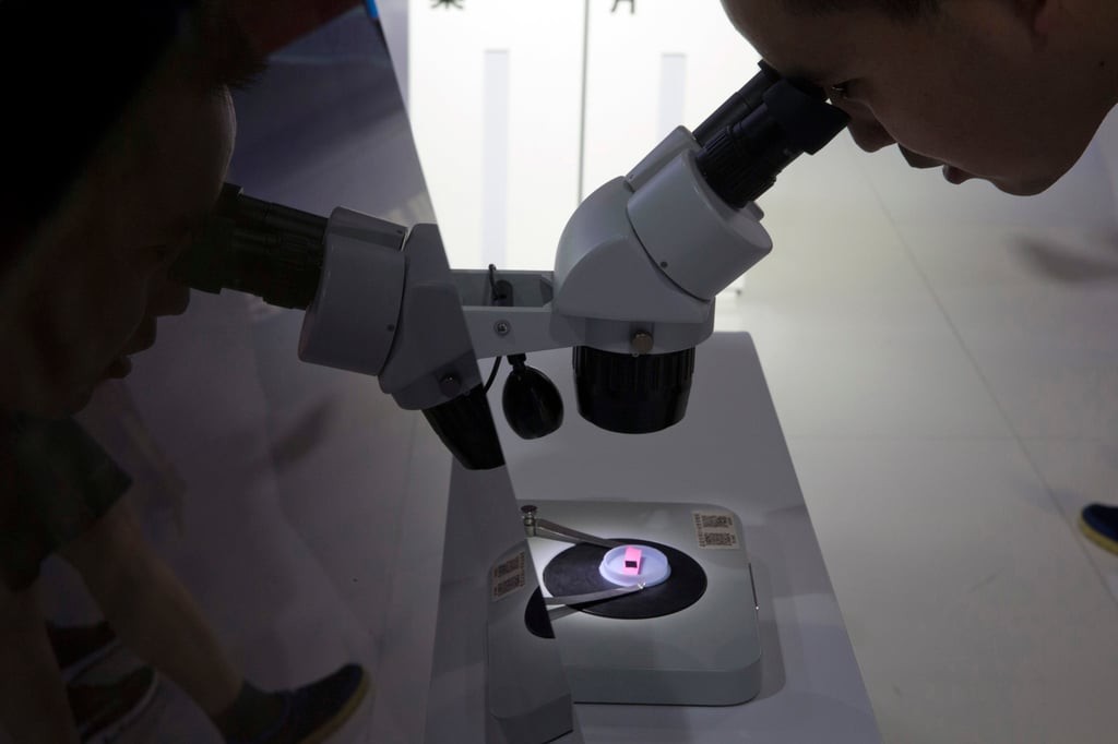 A visitor to the China Beijing International High-tech Expo looks at a computer chip through a microscope. Photo: AP Photo A visitor to the China Beijing International High-tech Expo looks at a computer chip through a microscope. Photo: AP Photo