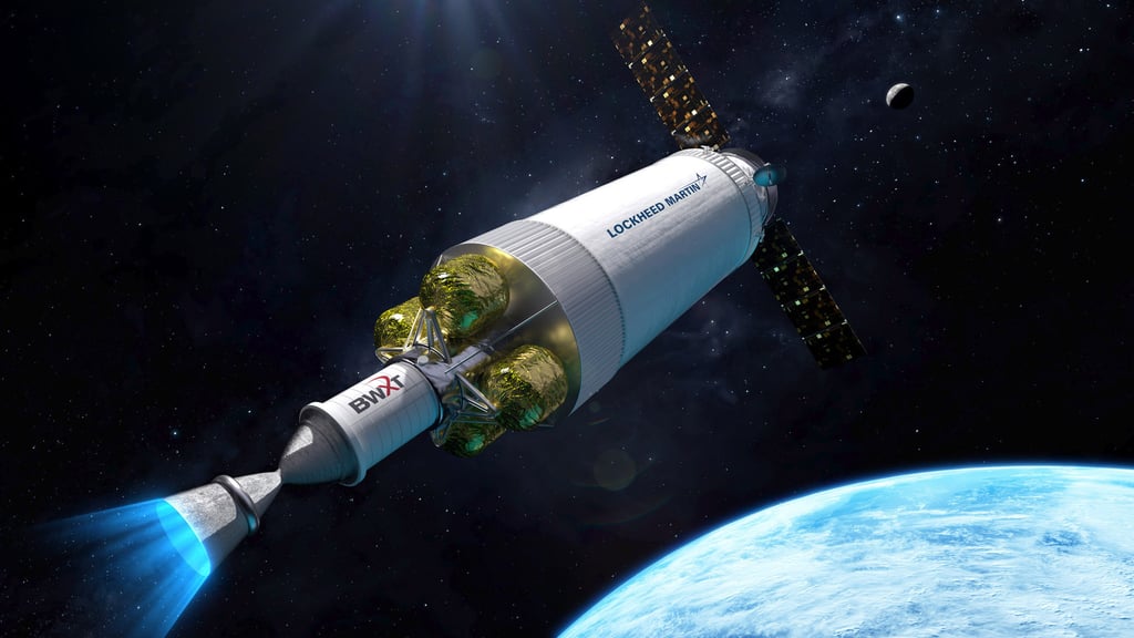 Artist concept of DRACO spacecraft, which will demonstrate a nuclear thermal rocket engine. Photo: Lockheed Martin via TNS Artist concept of DRACO spacecraft, which will demonstrate a nuclear thermal rocket engine. Photo: Lockheed Martin via TNS