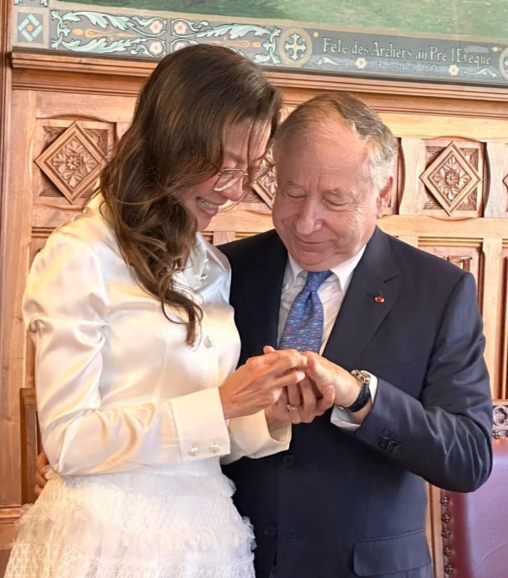 One picture shows the couple exchanging rings. Photo: Facebook/Michelle Yeoh One picture shows the couple exchanging rings. Photo: Facebook/Michelle Yeoh
