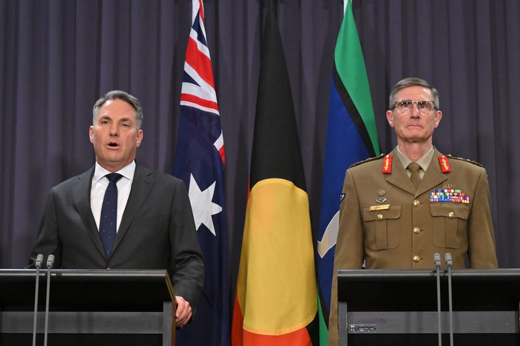 Australia’s Defence Minister Richard Marles (left) speaks to the press on Monday alongside Chief of the Australian Defence Force General Angus Campbell. Photo: AAP/dpa Australia’s Defence Minister Richard Marles (left) speaks to the press on Monday alongside Chief of the Australian Defence Force General Angus Campbell. Photo: AAP/dpa
