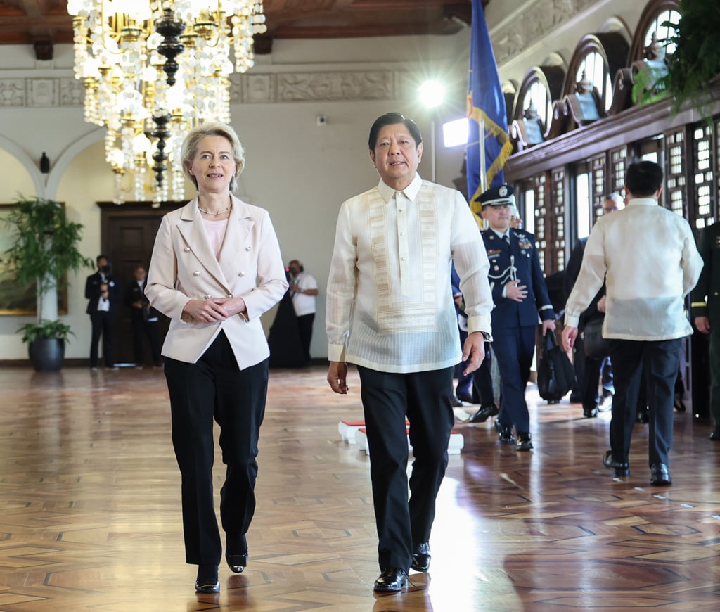 Philippines’ President Ferdinand Marcos Jnr receives European Commission President Ursula von der Leyen at the presidential palace. Photo: European Commission/dpa Philippines’ President Ferdinand Marcos Jnr receives European Commission President Ursula von der Leyen at the presidential palace. Photo: European Commission/dpa