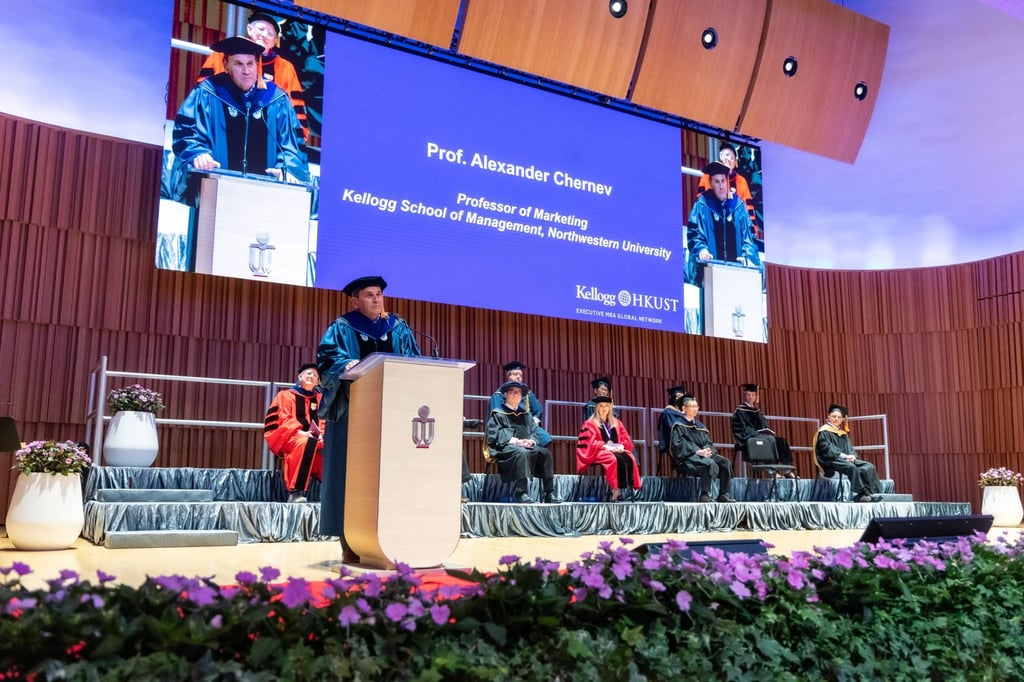 Professor Alexander Chernev speaks during this year’s Kellogg-HKUST EMBA programme graduation ceremony. Professor Alexander Chernev speaks during this year’s Kellogg-HKUST EMBA programme graduation ceremony.