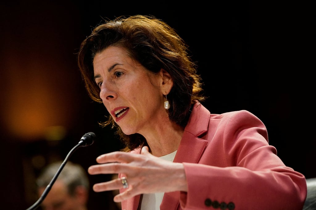 US Commerce Secretary Gina Raimondo testifies during a Senate Appropriations Committee hearing in Washington in May. Photo: Reuters