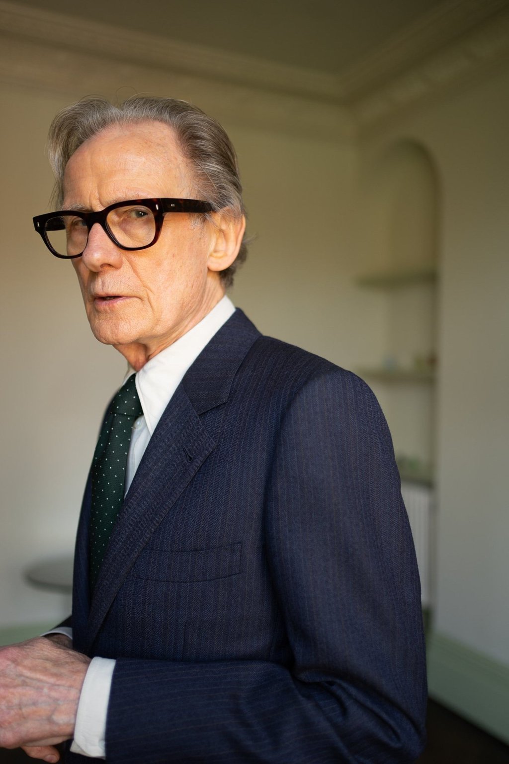 Bill Nighy wearing a bespoke suit in navy by Hong Kong-based brand The Anthology. Photo: The Anthology Bill Nighy wearing a bespoke suit in navy by Hong Kong-based brand The Anthology. Photo: The Anthology
