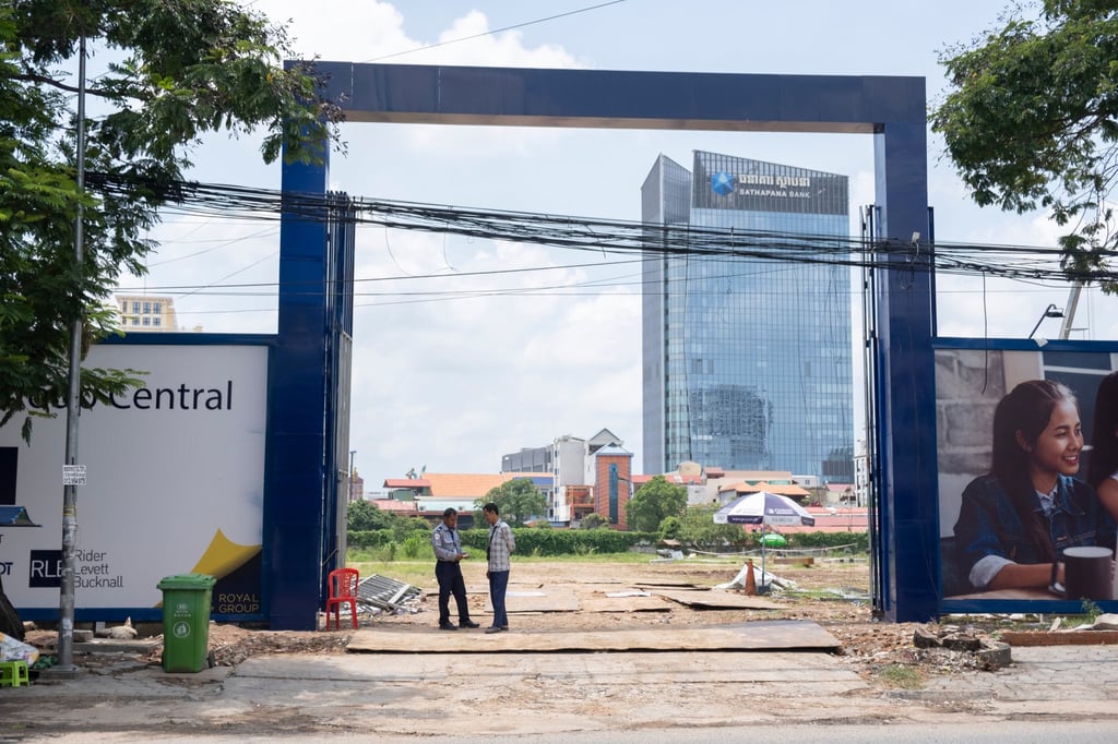 One of many construction sites in downtown Phnom Penh, in June 2023. Photo: Oliver Raw