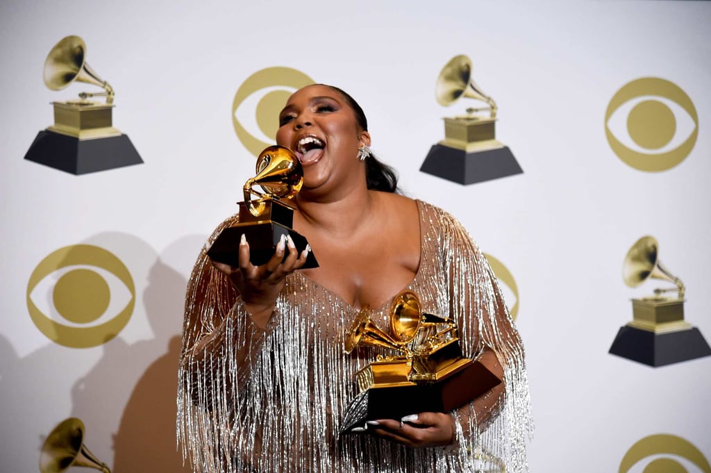 Lizzo, winner of best pop solo performance, best traditional R&B performance and best urban contemporary album, poses in the press room during the 62nd Annual Grammy Awards at Staples Center in January 2020, in Los Angeles, California. Photo: AFP