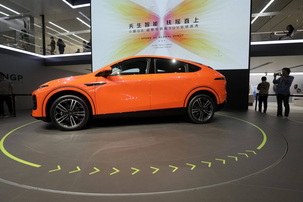 An XPeng G6 electric sport utility vehicle (SUV) at the Shanghai Auto Show in Shanghai, China, on Tuesday, April 18, 2023.Photo: Bloomberg An XPeng G6 electric sport utility vehicle (SUV) at the Shanghai Auto Show in Shanghai, China, on Tuesday, April 18, 2023.Photo: Bloomberg