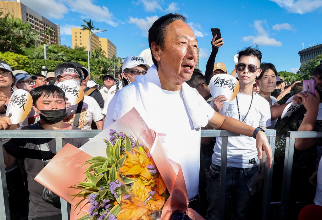 Terry Gou, the retired founder of Foxconn at a rally in Taipei, Taiwan, last month. Photo: CNA