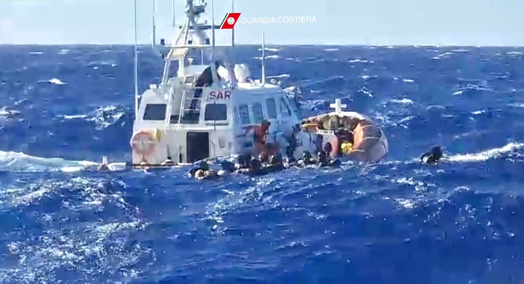 A rescue operation on Sunday after two shipwrecks off the Italian island of Lampedusa. Photo: Italian Coastguard / Guardia Costiera / AFP A rescue operation on Sunday after two shipwrecks off the Italian island of Lampedusa. Photo: Italian Coastguard / Guardia Costiera / AFP