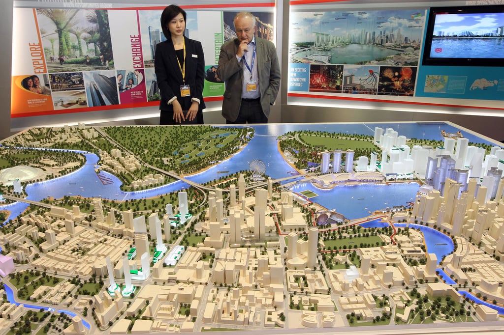 Singapore’s planned Jurong Lake District was displayed at Mipim, an important global property event, as far back as March 2011. Photo: AFP Singapore’s planned Jurong Lake District was displayed at Mipim, an important global property event, as far back as March 2011. Photo: AFP