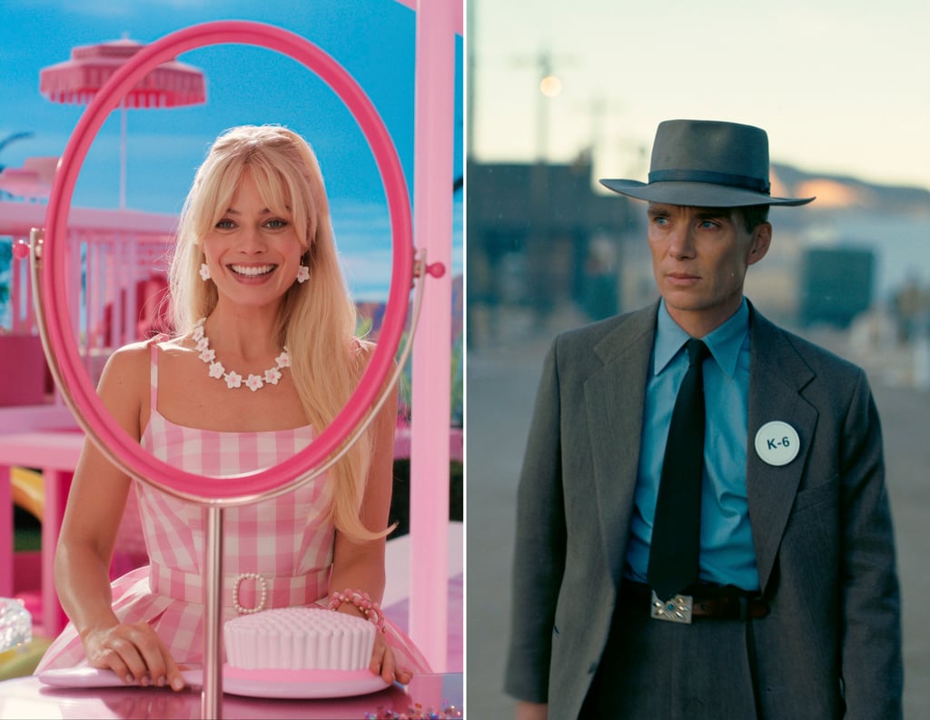 Margot Robbie in a scene from Barbie, left, and Cillian Murphy in a scene from Oppenheimer. Photos: Warner Bros Pictures, Universal Pictures