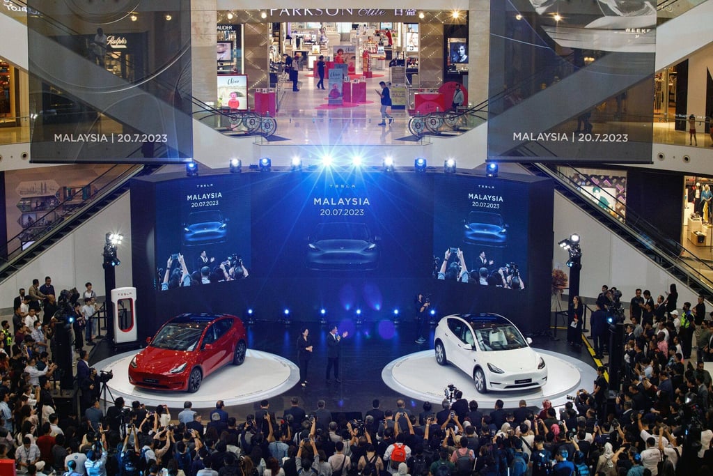Tesla Model Y electric vehicles are launched in Kuala Lumpur, Malaysia, on July 20, 2023. Photo: Bloomberg Tesla Model Y electric vehicles are launched in Kuala Lumpur, Malaysia, on July 20, 2023. Photo: Bloomberg